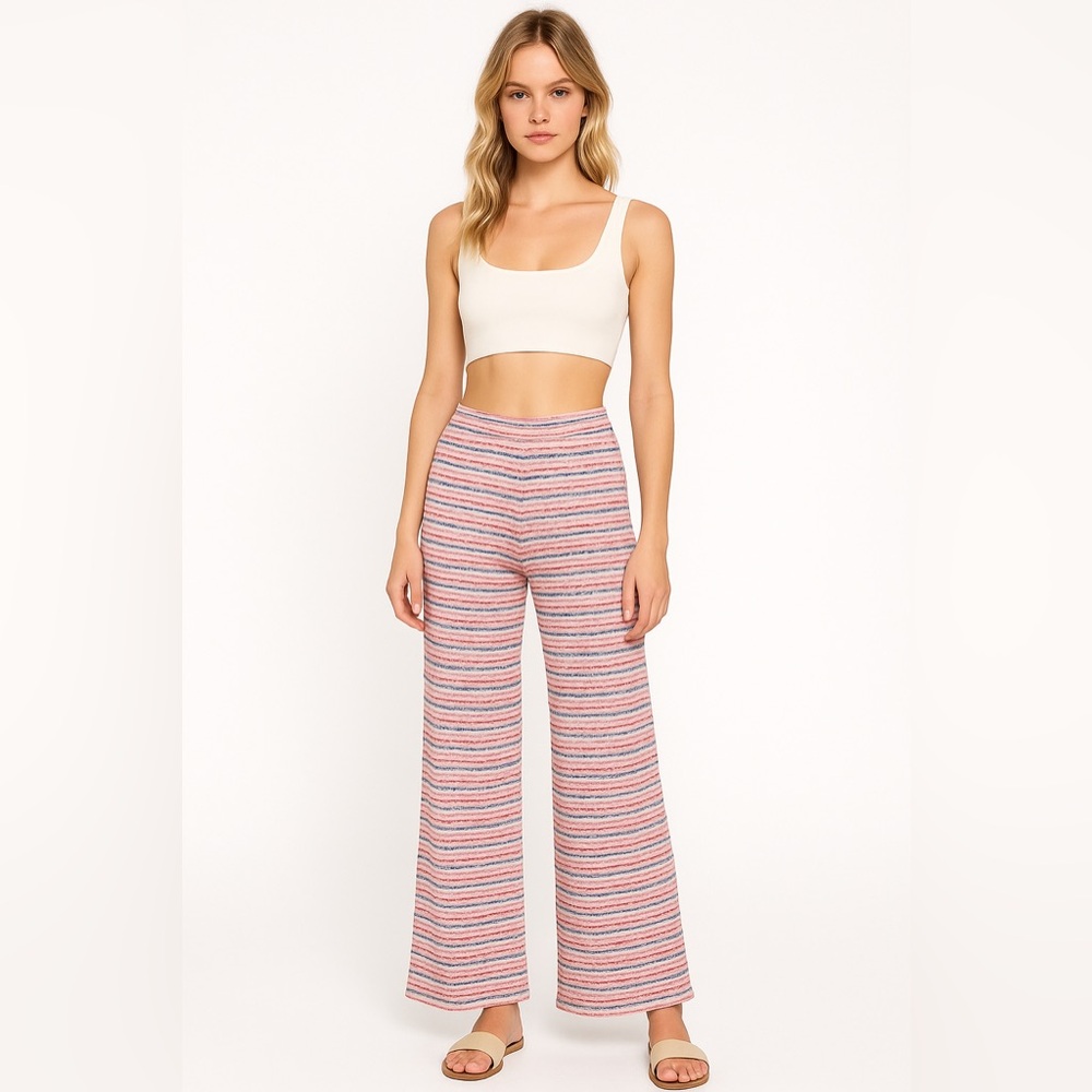 Free People Knit Wide-Leg Pants – Large Multicolor Striped